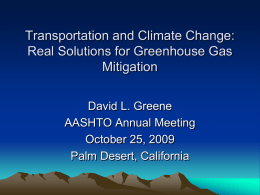 Transportation and Climate Change: Real Solutions for Greenhouse