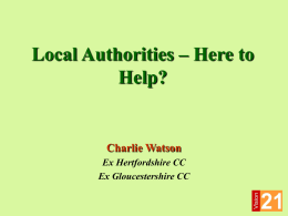 Local Authorities – Here to Help?