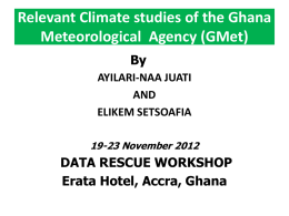 Relevant Climate studies of the Ghana Meteorological Agency