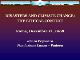 RENZO PEGORARO - Disasters and Climate Change