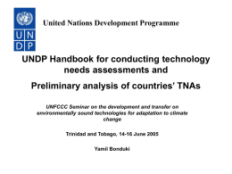 UNDP handbook for conducting technology needs