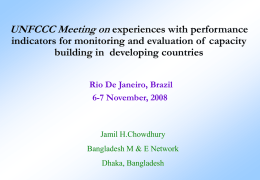 Performance indicators for M&E of capacity building