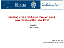 Building urban resilience through good governance at the