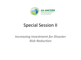 Increasing Investment for Disaster Risk Reduction