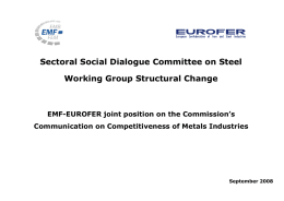 EMF-EUROFER joint position on the Commission`s Communication