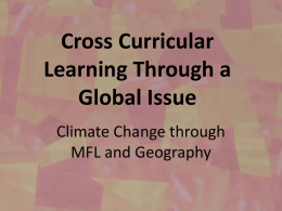 Cross Curricular Learning Through a Global Issue