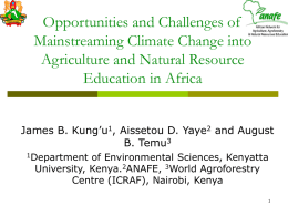 Opportunities and Challenges of Mainstreaming Climate Change