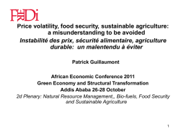 Price volatility, food security, sustainable agriculture