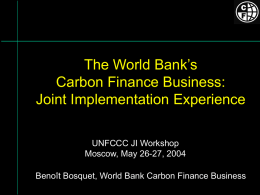The World Bank`s Carbon Finance Business