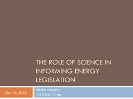 The role of science in informing energy legislation