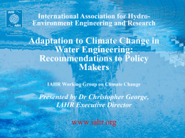 International Association of Hydraulic Engineering and