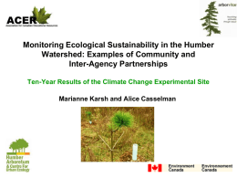 Monitoring Ecological Sustainability in the Humber Watershed