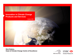 Innovation in Climate Change: Financial Products and Services