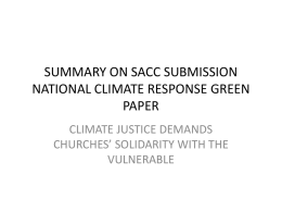 sacc submission on national climate response green paper