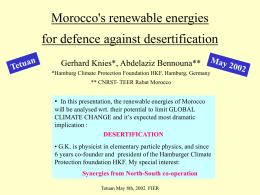 Morocco`s renewable energies for defence against desertification