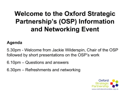 Oxford City`s Local Strategic Partnership The Oxford Strategic