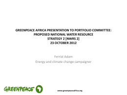greenpeace africa comments: proposed national water resource