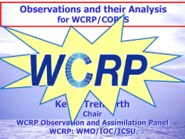 Observations and their analysis in WCRP/COPES