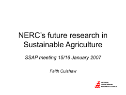 NERC`s future research in Sustainable Agriculture