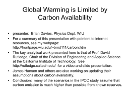 Global warming limited by carbon availability