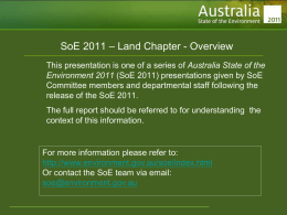 SoE 2011 - Land chapter overview