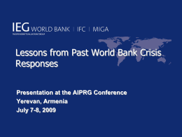 Lessons from Past World Bank Crises Responses
