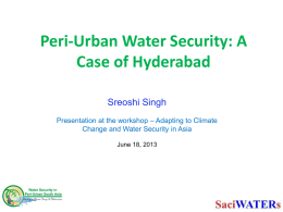Peri-Urban Water Security: A Case of Hyderabad