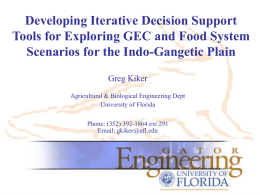 Decision support tools for GEC/Food Systems research