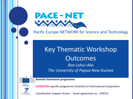 Key thematic workshops outcomes by B. Lahui - suva