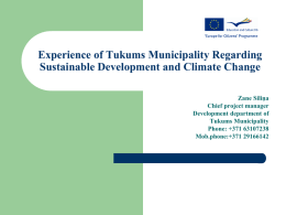 Experience of Tukums municipality regarding sustainable