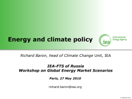 Energy and Climate Policy, presentation of Richard Baron, Head of