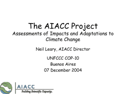 The AIACC Project: Building Scientific Capacity in Support of