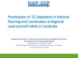 Cambodia Country Experience: Prioritising CCA in national