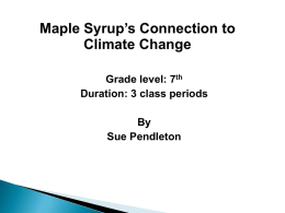 PowerPoint of maple syrup products, New England, and seasons