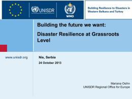 Building the future we want: Disaster Resilience at