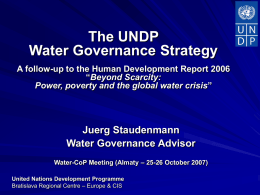 UNDP Water Governance Strategy Water-CoP