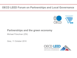 Green Jobs - The OECD LEED Forum on Partnerships and Local