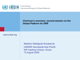Chairman`s Summary - Madhavi Ariyabandu, UNISDR