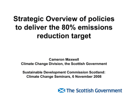 Strategic Overview of policies to deliver the 80% emissions
