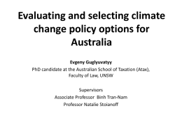 Selecting climate change policy instruments for Australia