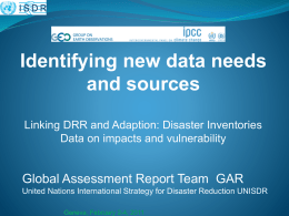 Data on impacts, vulnerability and adaptation