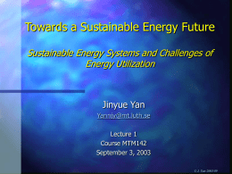 Lecture I Sustainable Energy Systems 030903