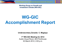 WG-GIC Accomplishment Report - Philippines Development Forum