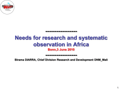 Needs for research and systematic observation in Africa