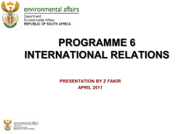 programme 6 international relations strategic objective