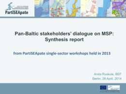 Pan-Baltic Stakeholder dialogue on MSP – Synthesis report