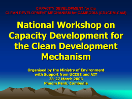 Workshop overview - Capacity Development for the CDM
