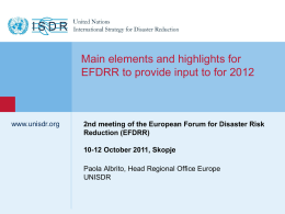 Elements and Highlights for EFDRR (Paola Albrito, UNISDR)