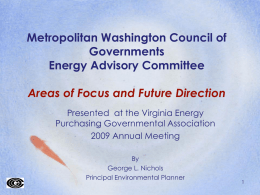 MWCOG Energy Advisory Committee Focus and Future