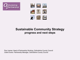 Sustainable Community Strategy progress and next steps